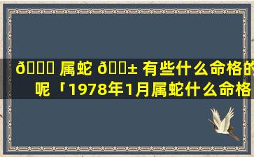 🐞 属蛇 🐱 有些什么命格的人呢「1978年1月属蛇什么命格」